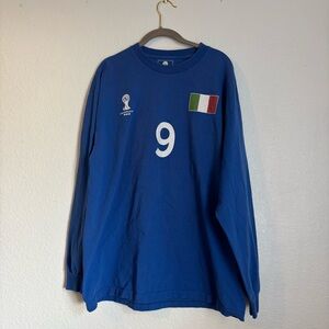 Italy 2014 FIFA World Cup Brazil Official Licensed Blue Long Sleeve Shirt #9